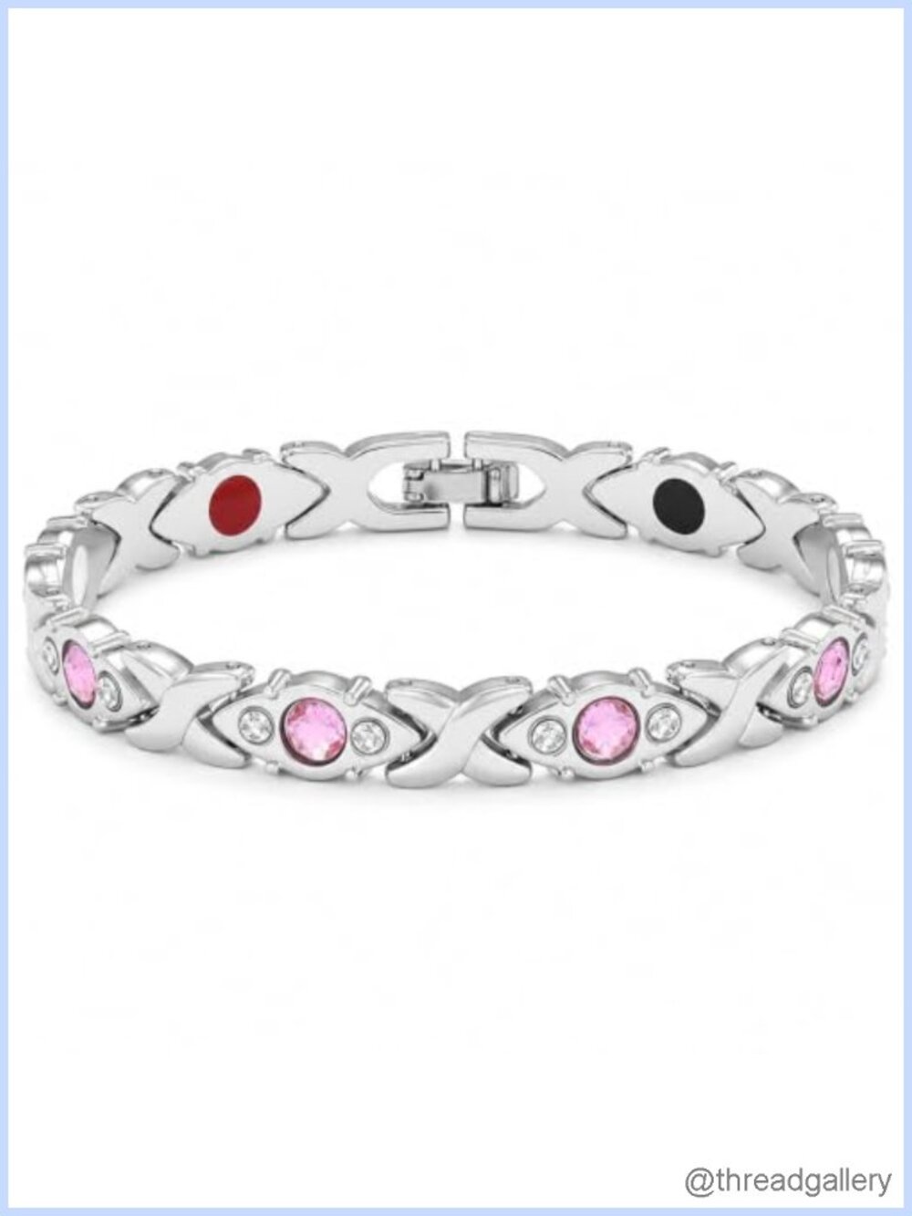 925 Sterling Silver X Link Tennis Bracelet 8 Inches Cubic Zirconia